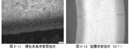 墊圈因硬度低進行滲碳處理，滲碳處理后的滲碳組織見圖