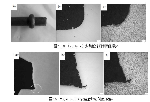 圖15-37（a、b、c）安裝后焊釘?shù)菇切蚊? /> 
</p>
<p style=